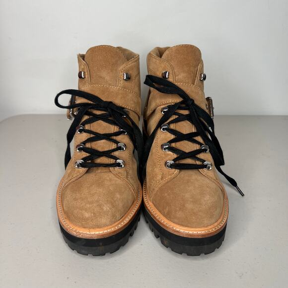 Marc Fisher Tan Camel Suede Leather Indre Hiking Boots Size 9 - Picture 2 of 9